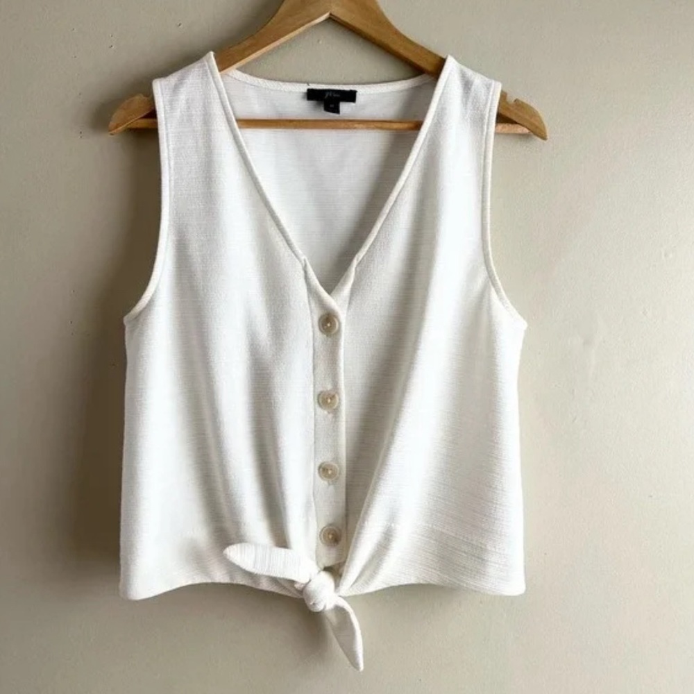 J Crew Women’s v neck blouse with tie knot partial elastic waist in back